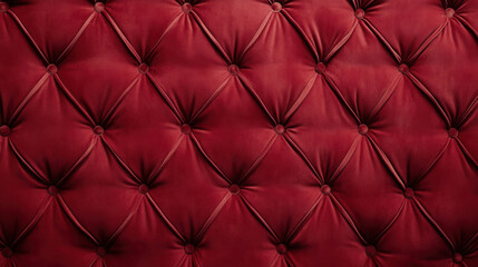 Fototapeta premium Luxury Red Velvet Upholstery ButtonTufting, Diamond Pattern, Classic Texture