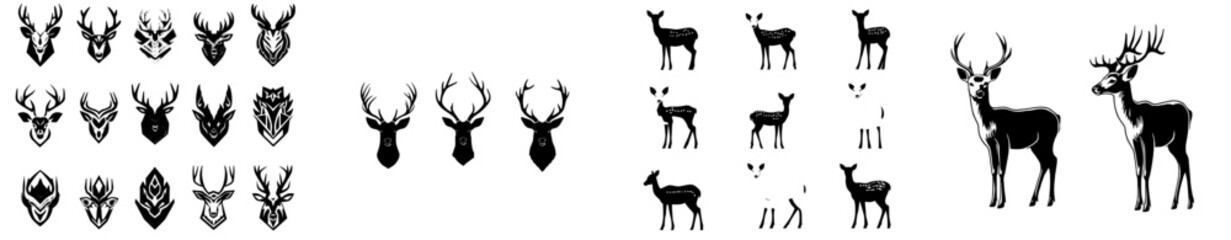 a modern art illustration featuring a silhouette of a whitetail deer