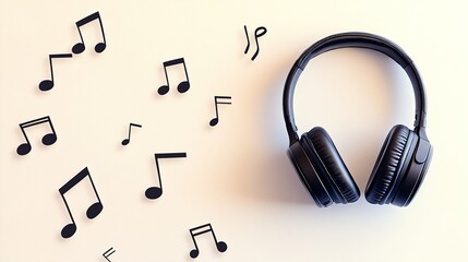 Creative Composition: Headphones and Musical Notes