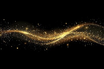 Abstract golden wavy lines on a black background, a vector presentation design with a modern and elegant style
