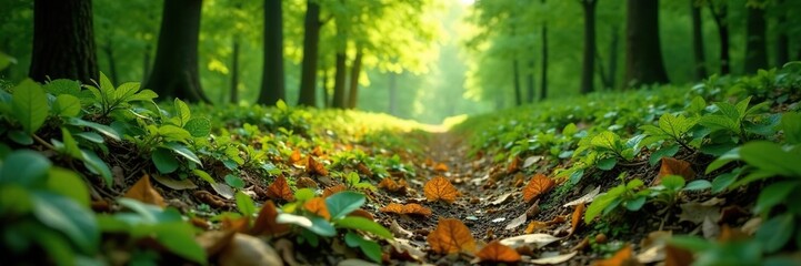 Forest floor covered in willow leaves and twigs, willow, biodiversity