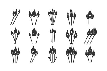 Various Matchstick Flame Icons Set