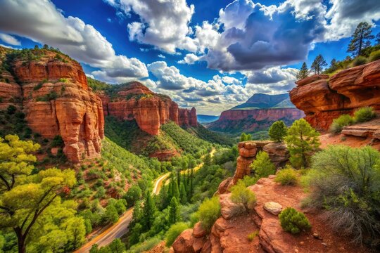 Arizona's Gowan Trail: vibrant red rocks, a springtime bridge, and boundless blue sky.