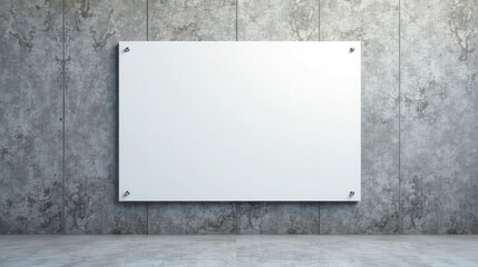 Blank Panel Mounted on a Concrete Wall, Ideal for Presentations or Announcements