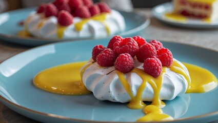 cake with berries and cream