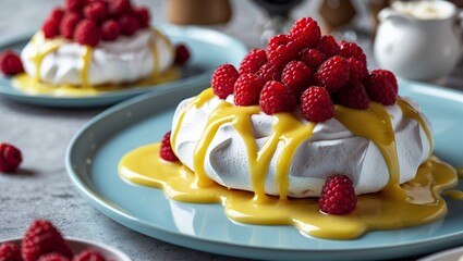 cheesecake with raspberries and mint