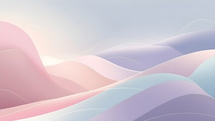 Fototapeta premium Abstract pastel waves in a minimalist landscape evoke serenity and tranquility