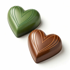 A 3D-rendered green and brown hearts icon, isolated