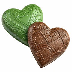 A 3D-rendered green and brown hearts icon, isolated