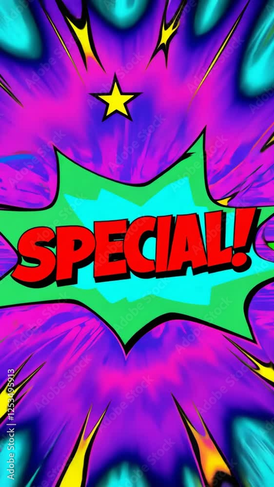 Poster a colorful explosion with the word 