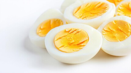Sliced Boiled Eggs On White Background