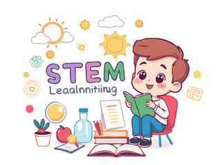 Creative STEM Learning Concept in Flat Design Vector