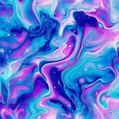 Obraz premium Abstract Psychedelic Background with Swirling Liquid Shapes in Blue, Purple, Pink, Green, and White – Vivid Pattern Evoking Trippy Visuals for Digital Art, Design Projects, and Creative Inspira