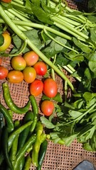 Fresh vegetables for cooking. Vegetables contain dietary fiber that helps cleanse the intestines.