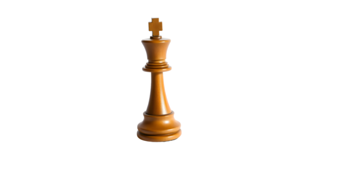 Realistic wooden chess king on transparent background - Powered by Adobe