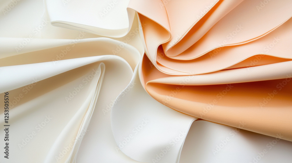 Aufkleber soft folds of cream and peach colored fabric create smooth and elegant texture, evoking sense of lux
