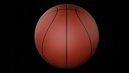 Spinning Basketball ball. Alpha channel PNG codec (only original 4K version) transparent overlay background 60 FPS 4K UHD 3D illustration. Rotating Ball