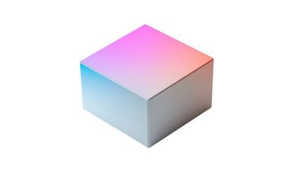 a simple cube with a colorful gradient, the cube is blue to pink, creating a visually interesting contrast against the neutral background