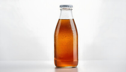 Minimalist Product Shot of Bottled Iced Tea with Condensation isolated on white background