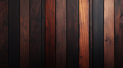 Obraz premium Dark wooden planks with rich, warm texture and varying shades of brown and black, creating rustic and elegant background