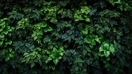 Obraz premium Lush Green Wall of Natural Herbs and Plants Showcasing Vibrant Leaves in Various Shades of Green Versatile for Design and Nature Inspired Themes