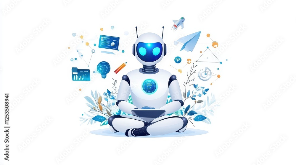 Poster a creative marketer working alongside an ai assistant, crafting high-converting digital ads with aut