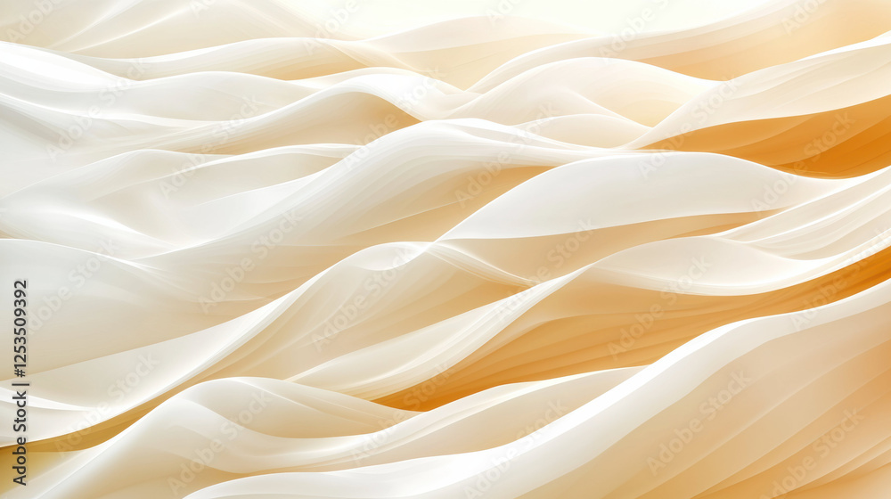 Poster Soft flowing abstract waves in warm peach and cream tones create serene and elegant visual effect, evoking sense of calm and sophistication