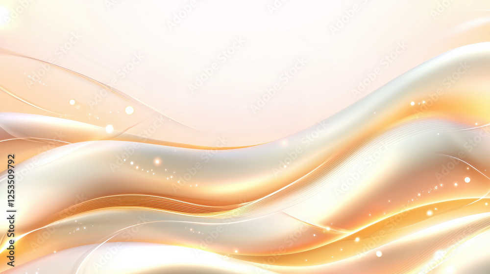 Leinwandbilder soft, flowing abstract background with light yellow and white waves, subtle gradients, and glowing p