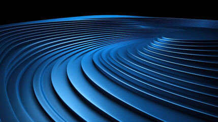 Obraz premium Abstract blue gradient background with layered curved lines creating futuristic and dynamic design, evoking sense of depth and modernity