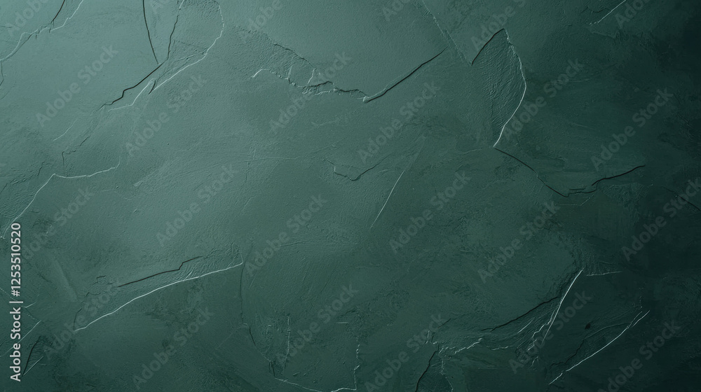 Poster Dark green textured background with subtle plaster like pattern, creating minimalist and elegant aesthetic. Perfect for design projects or as backdrop