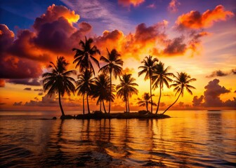 Obraz premium Belize's silhouette: breathtaking sunsets paint the Caribbean, a tropical paradise captured.