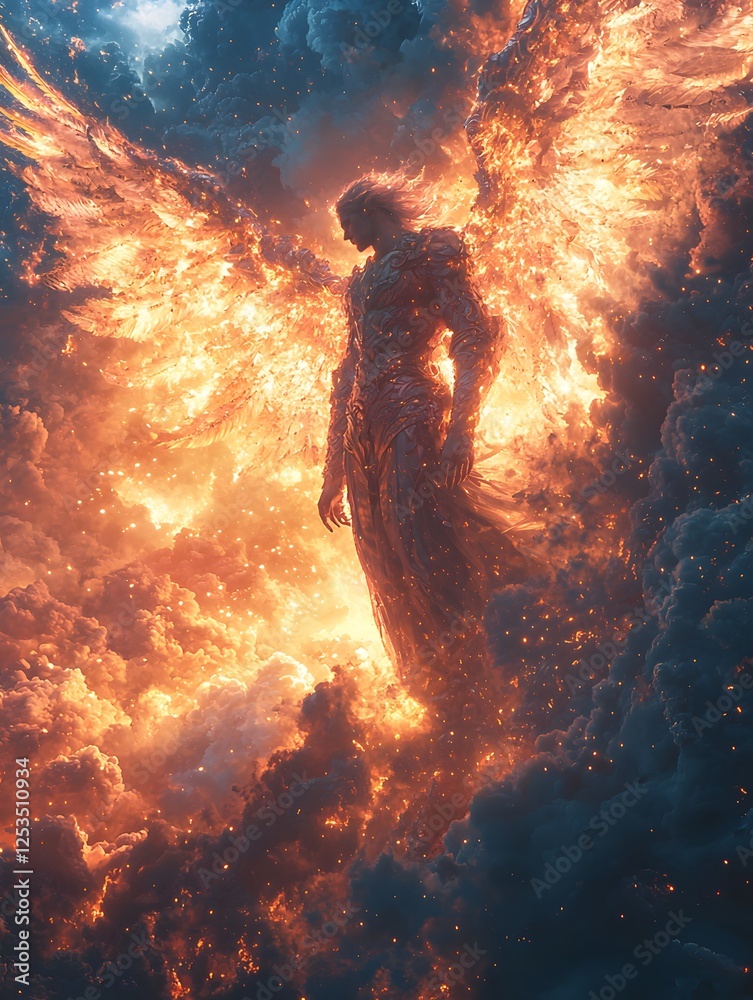 Aufkleber prometheus depicted in anime style set in celestial sky evoking a playful mood illuminated by bright