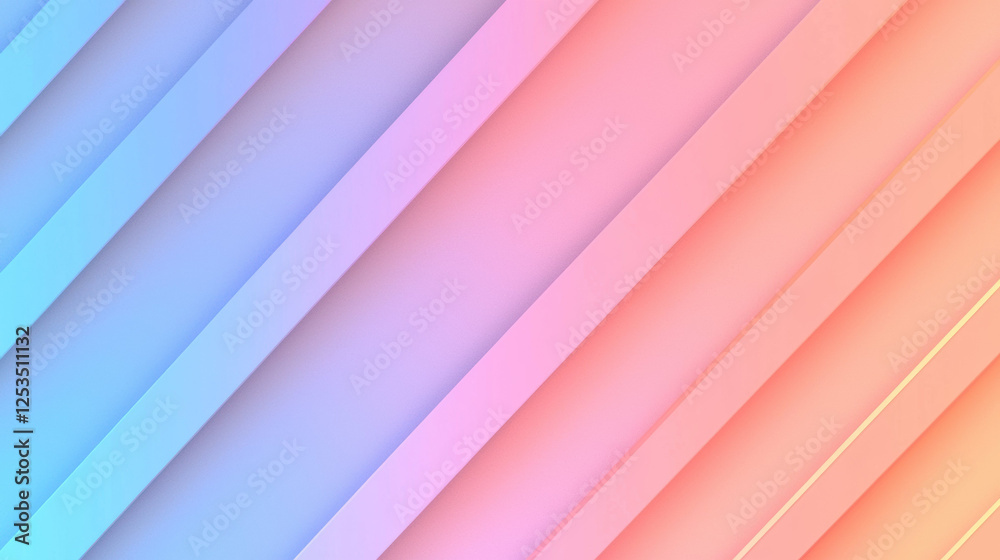 Poster soft pastel diagonal lines with gradient of blue, pink, and orange tones create soothing and modern 