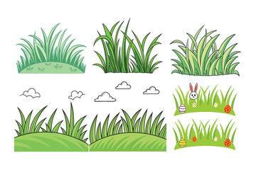 A Bundle of Cute Grass vector cartoon illustration Easter day
