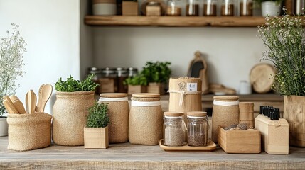 An eco-friendly product made from natural materials, with packaging that emphasizes sustainability and environmental awareness, ideal for promoting green products and eco-conscious living.