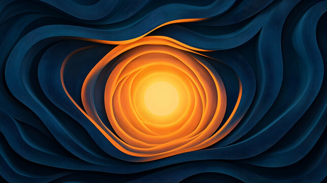 Abstract art light shines through dark blue curves, suggesting movement. Use it as a design element, background or conceptual image