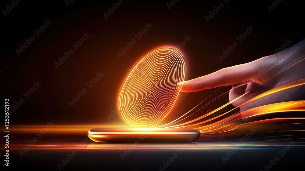 Poster a glowing fingerprint icon merging with an ad display, symbolizing deep personalization and smart ai