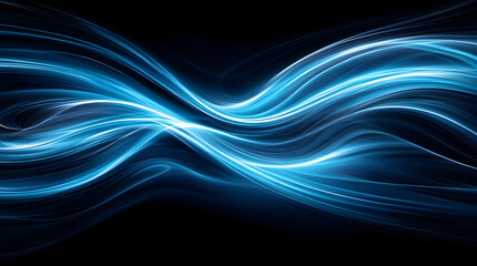 Abstract glowing blue waves flow in space. A background for technology, science or design projects