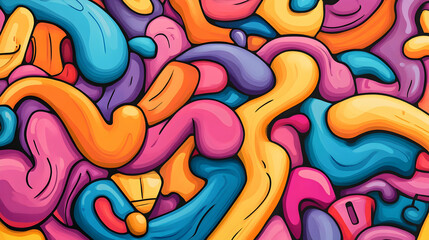 Fototapeta premium Abstract shapes backdrop. Seamless bright pattern for creative designs, wallpapers, backgrounds, posters and textile use