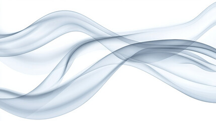 Soft gray abstract waves flow gracefully on white background, creating serene and modern design ideal for business or artistic purposes