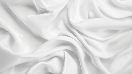 Obraz premium Smooth white silk fabric with elegant folds and soft texture, creating luxurious and sophisticated appearance. Perfect for backgrounds, design, or textile concepts