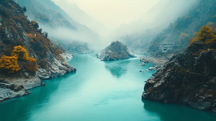 Obraz premium Turquoise lake among the rocks