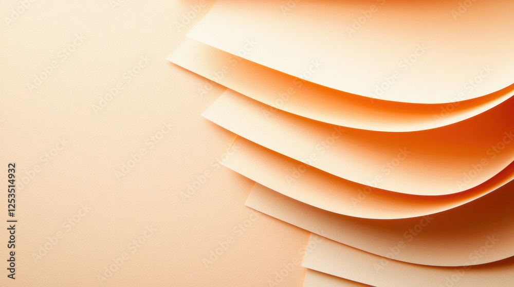 Poster Soft peach toned paper sheets layered in minimalist composition, creating smooth and elegant texture. warm tones evoke sense of calm and simplicity