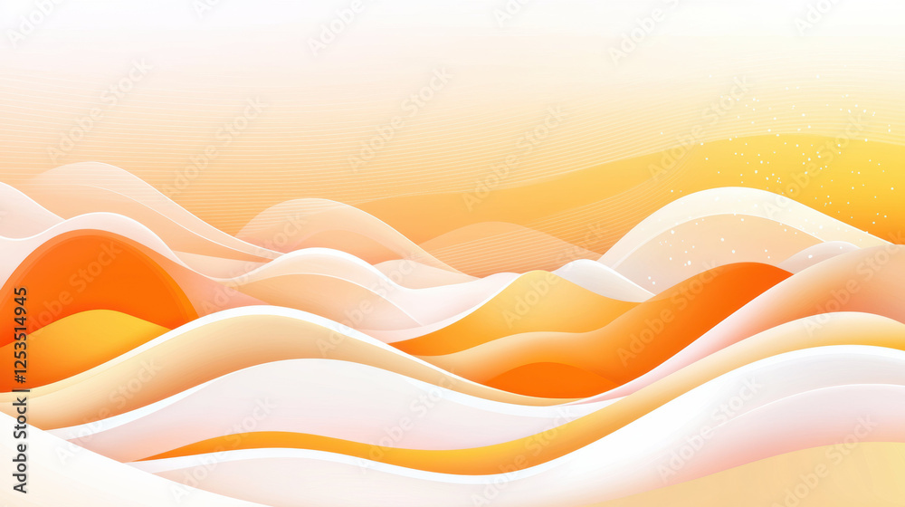 Poster Abstract orange and white gradient waves create serene and dynamic background, evoking sense of calm and creativity. smooth curves and soft hues add modern and artistic touch