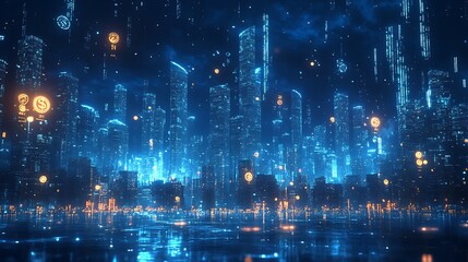 Futuristic Cityscape with Neon Lights