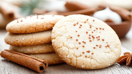 Stack of cinnamon sugar cookies, holiday baking