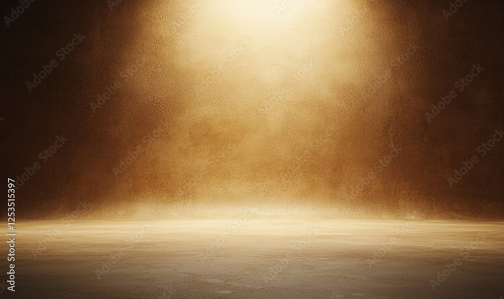 Leinwandbilder warm, textured brown wall illuminated by soft golden light creates serene and inviting atmosphere, w