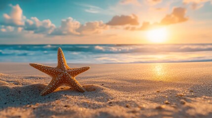 Fototapeta na wymiar Starfish Sunset Beach Paradise