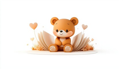 A playful baby bear logo, incorporating whimsical elements with a modern design, emphasizing friendliness and approachability.