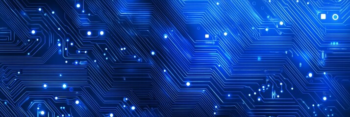 Glowing Blue Circuit Board Pattern A Futuristic Concept of Technology, Innovation, and Data